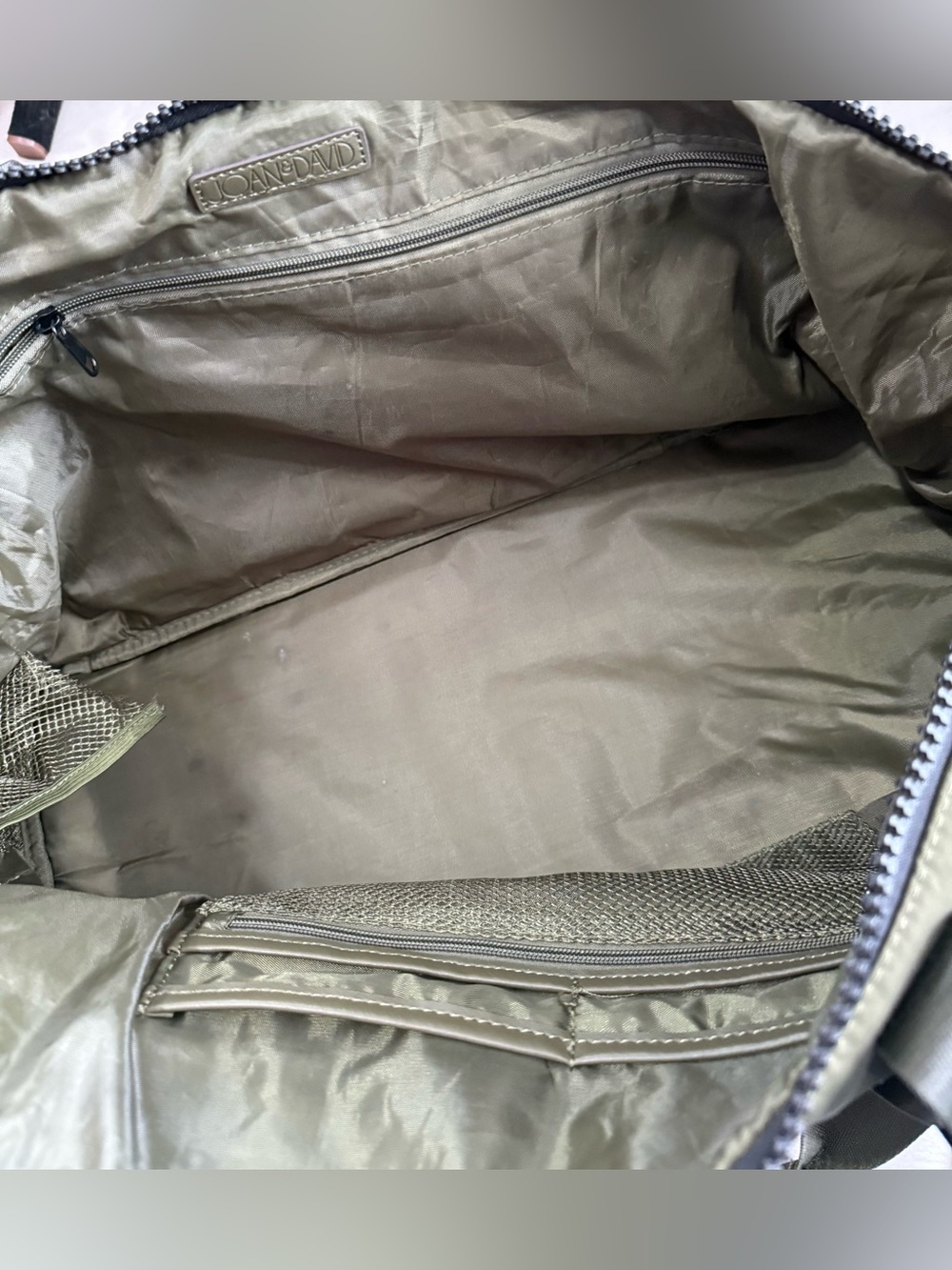 Joan & David Olive Green Nylon Utility Weekender Tote Travel Gym Bag - Picture 7 of 12